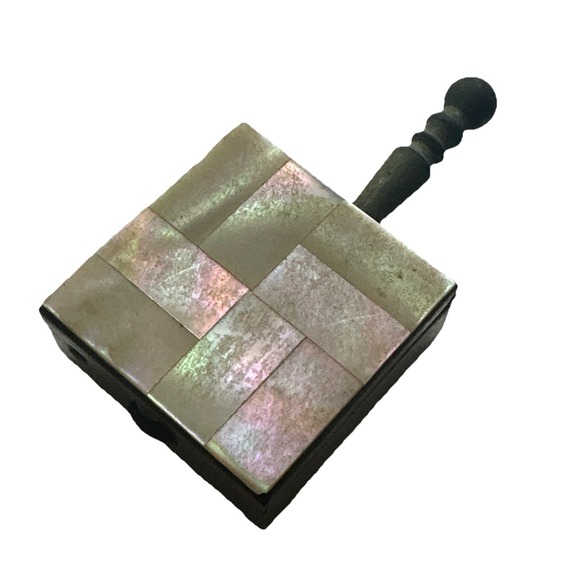 Handbags - Vintage Mother of Pearl and Brass Square Cigarette Compact Purse Pocket Ashtray